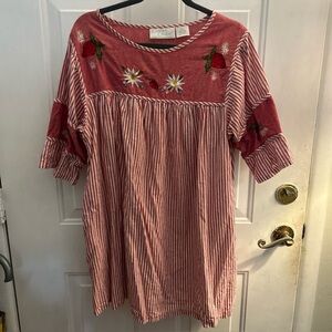 Comfort Choice Lady Short Patio Dress Berries And Flowers 100 Cotton Size Large